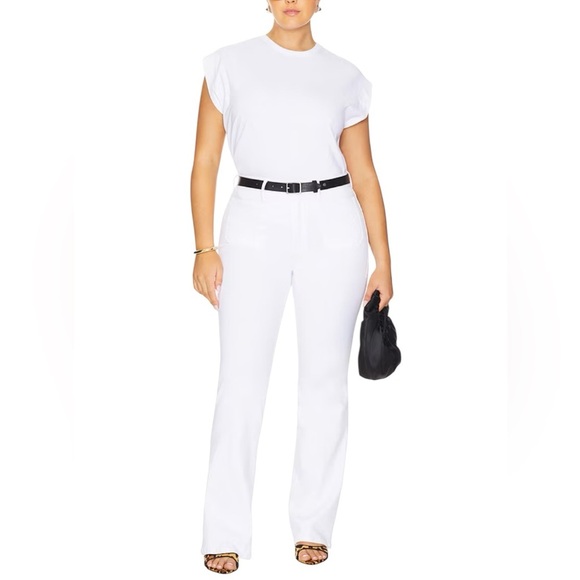 NWT Good American Good Classic Boot Jeans in White with patch pockets size 10/30 - Picture 2 of 14